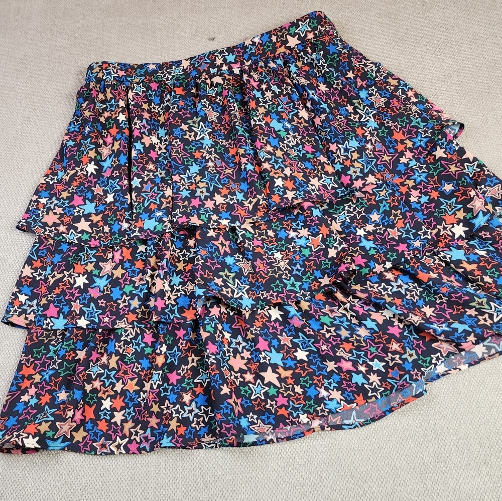 J. Crew Star Kaleidoscope Print Tiered Layered Skirt Indigo Multi H2600 Size 0